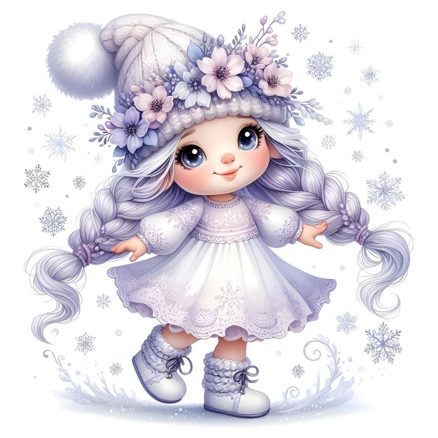 Gnom, Mädchen, Eis, Winter, Schnee, Flieder #10