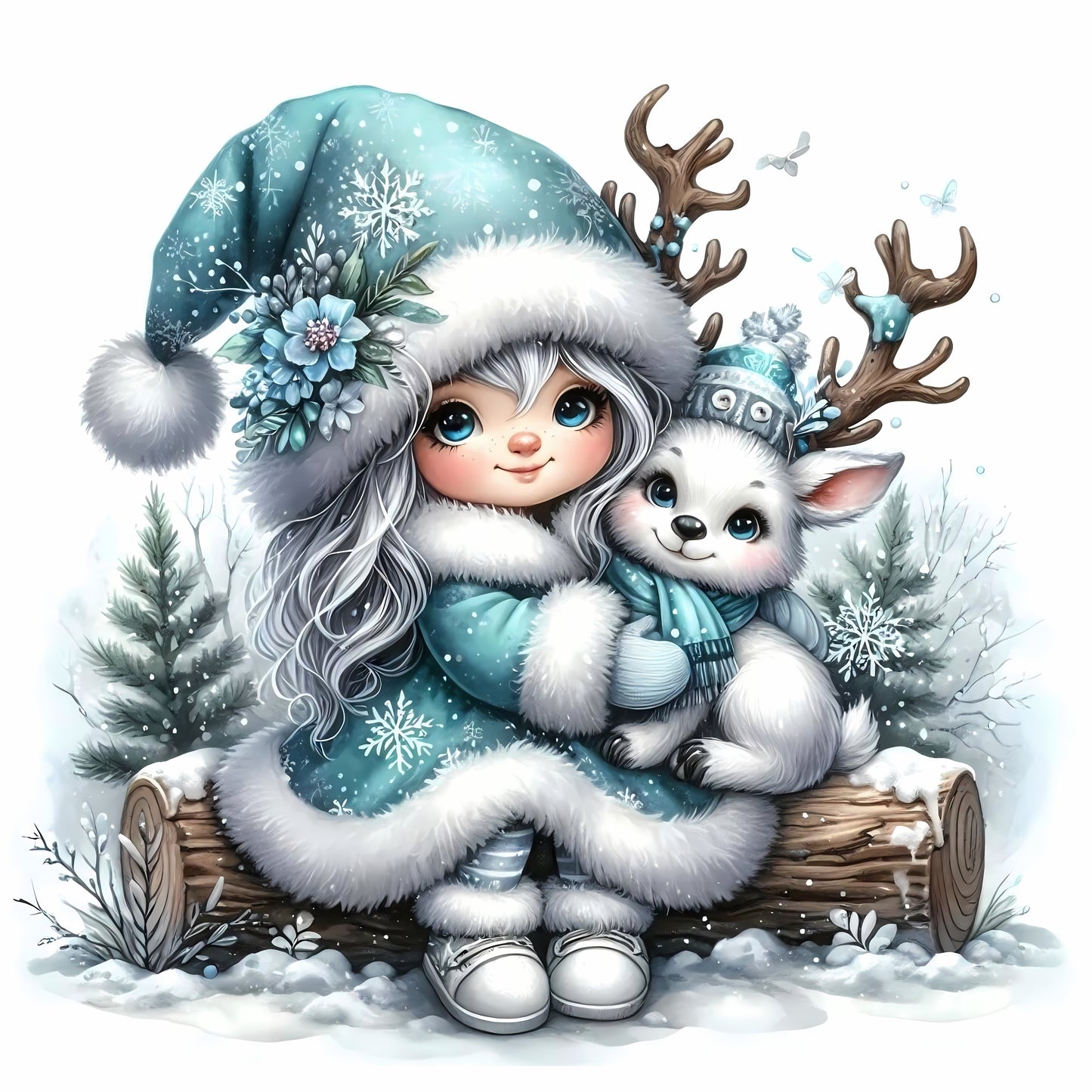 Winter Gnom, Winterwonderland, Rentier, türkis #10