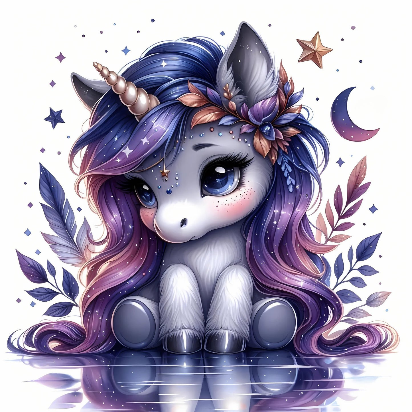 Einhorn Stern, Herbst, lila, Nacht #10