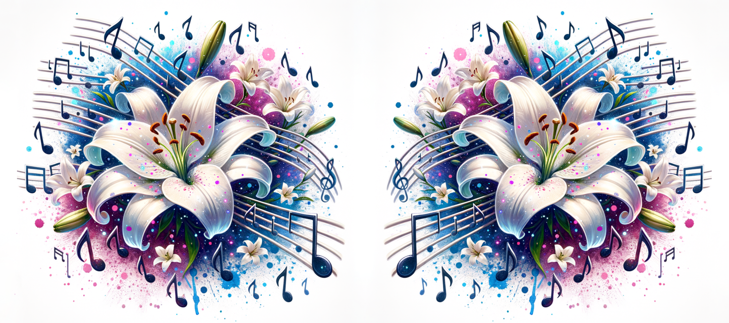 Tassendesign Lilie mit Musiknoten