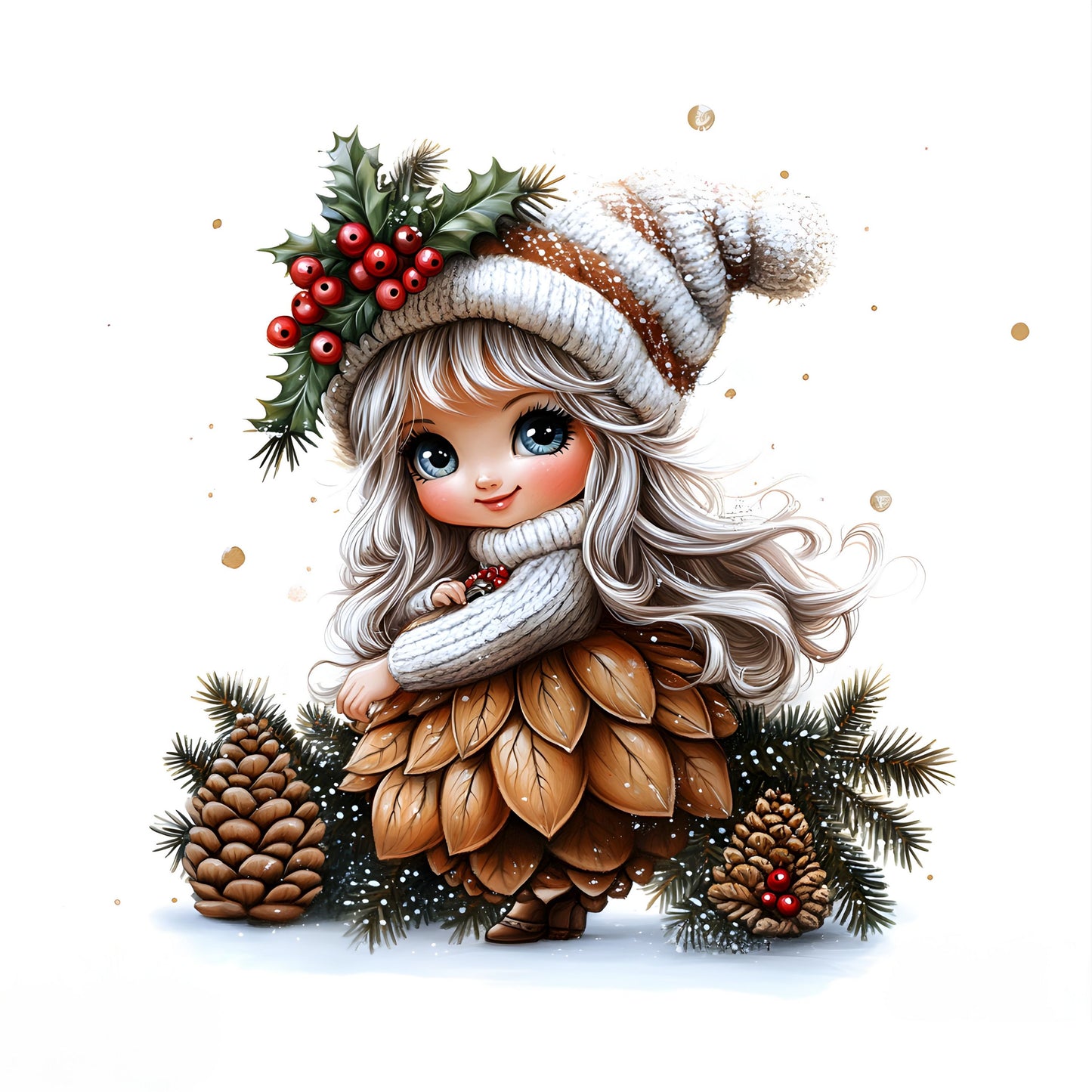 Winter Fee, Tannenzapfen, Tannengrün, braun #1