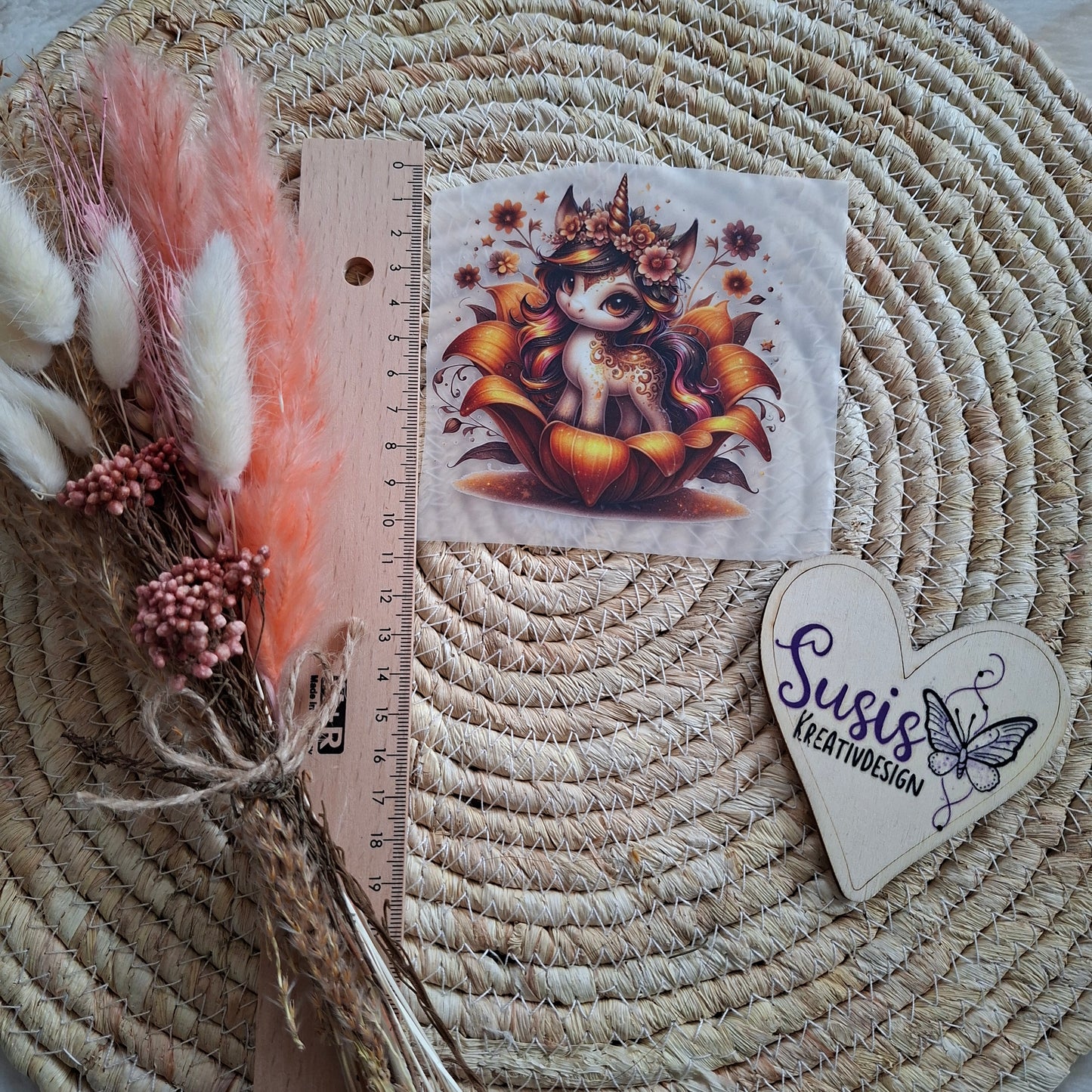 Bügelbild, Einhorn, Herbst