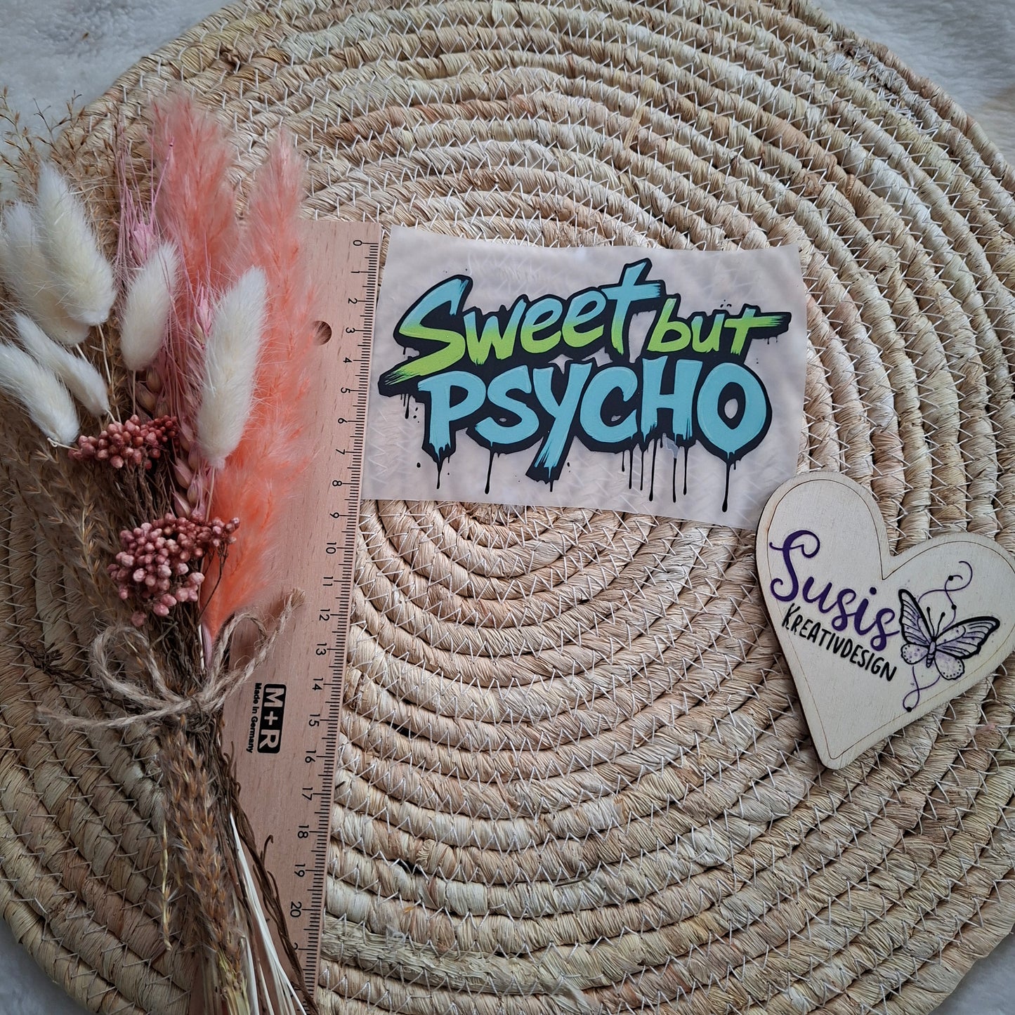 Bügelbild, Schriftzug "Sweet but Psycho"
