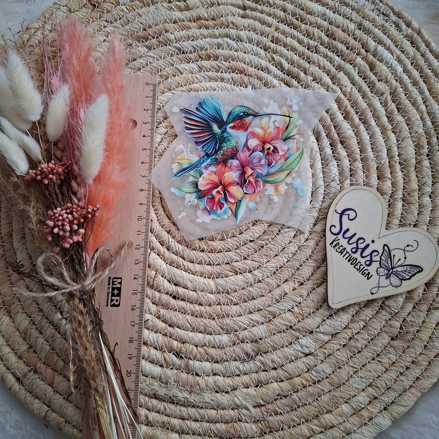 Bügelbild, Kolibri, bunt