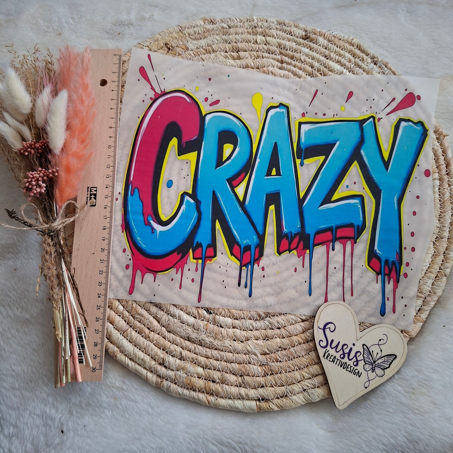Bügelbild, Schriftzug "Crazy"
