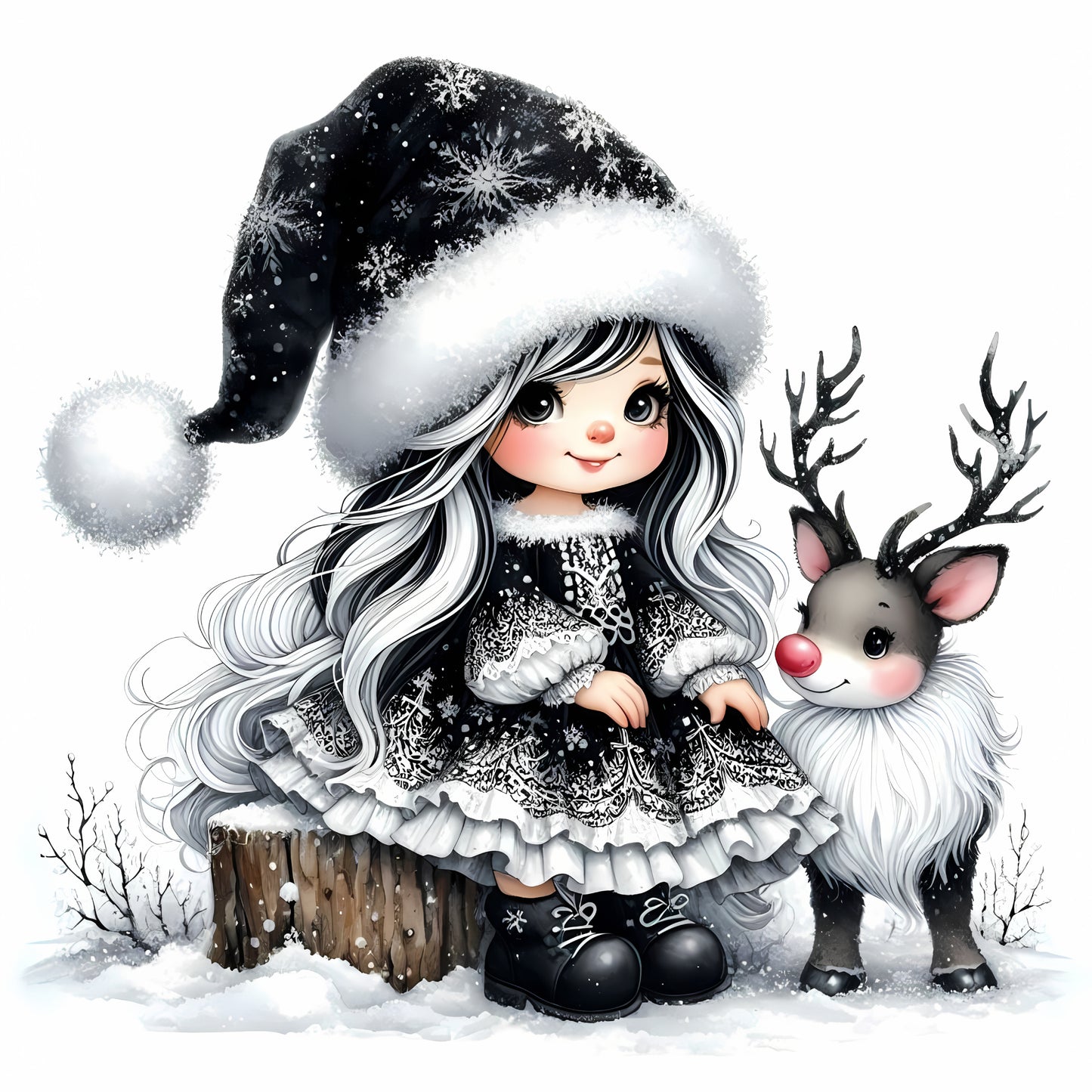 Winter Gnom, Winterwonderland, Rentier, schwarz #2