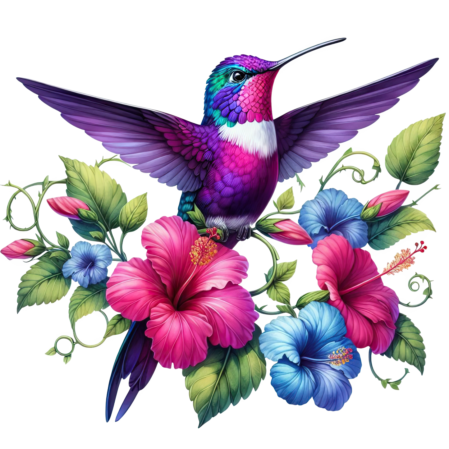 Kolibri mit Hibiskusblüte #12