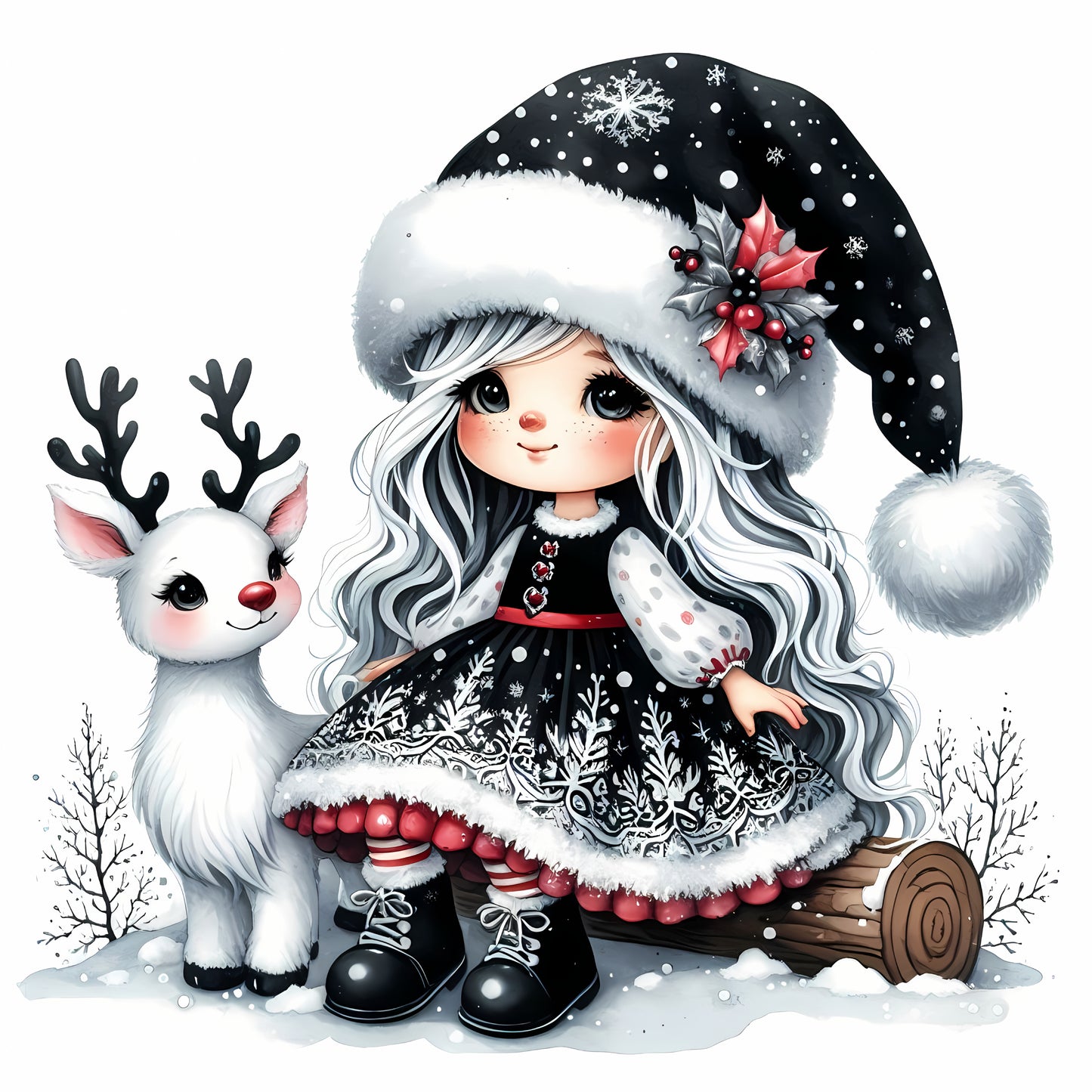 Winter Gnom, Winterwonderland, Rentier, schwarz #3