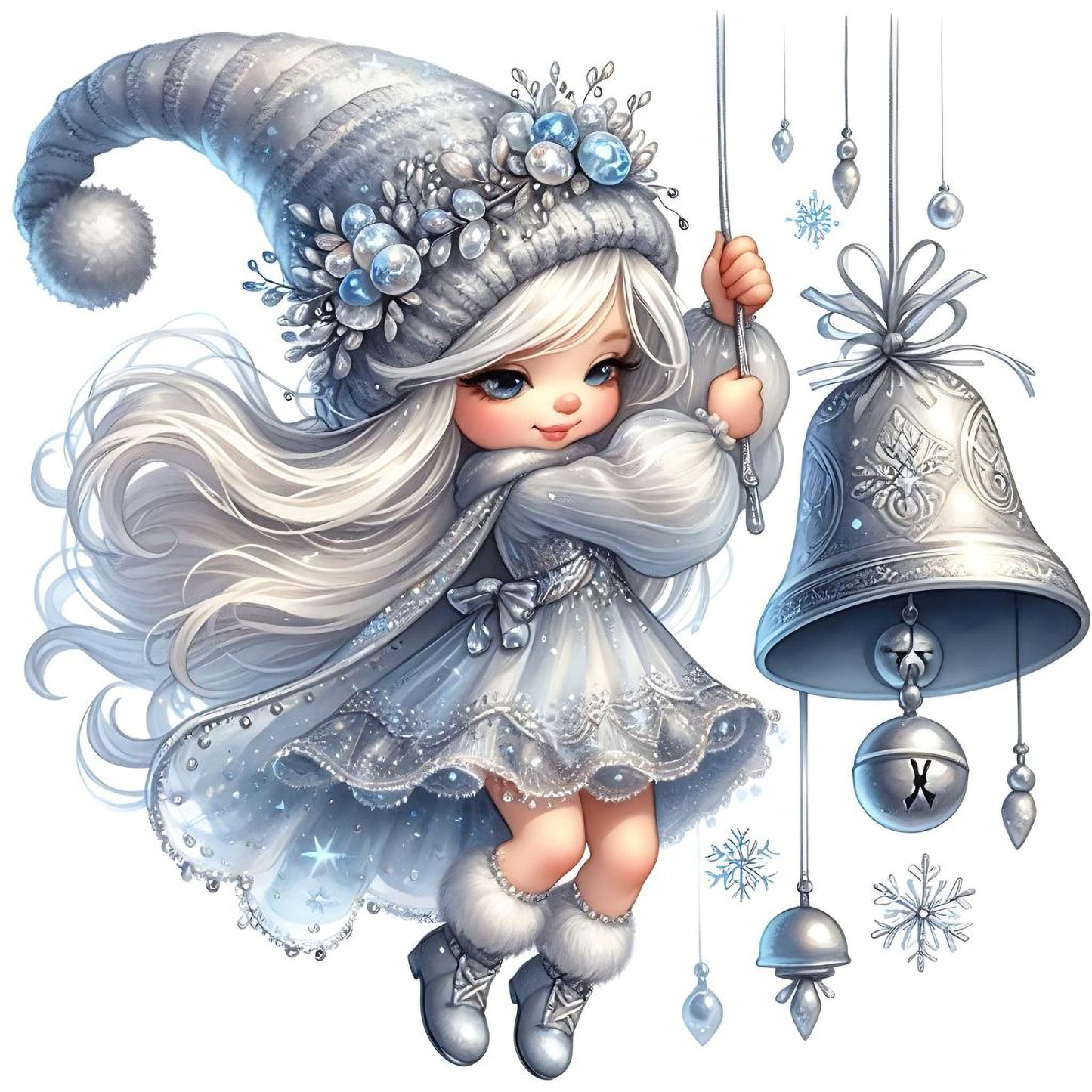 Gnom, Weihnachten, Mädchen, Eis, Winter, Schnee, grau #3