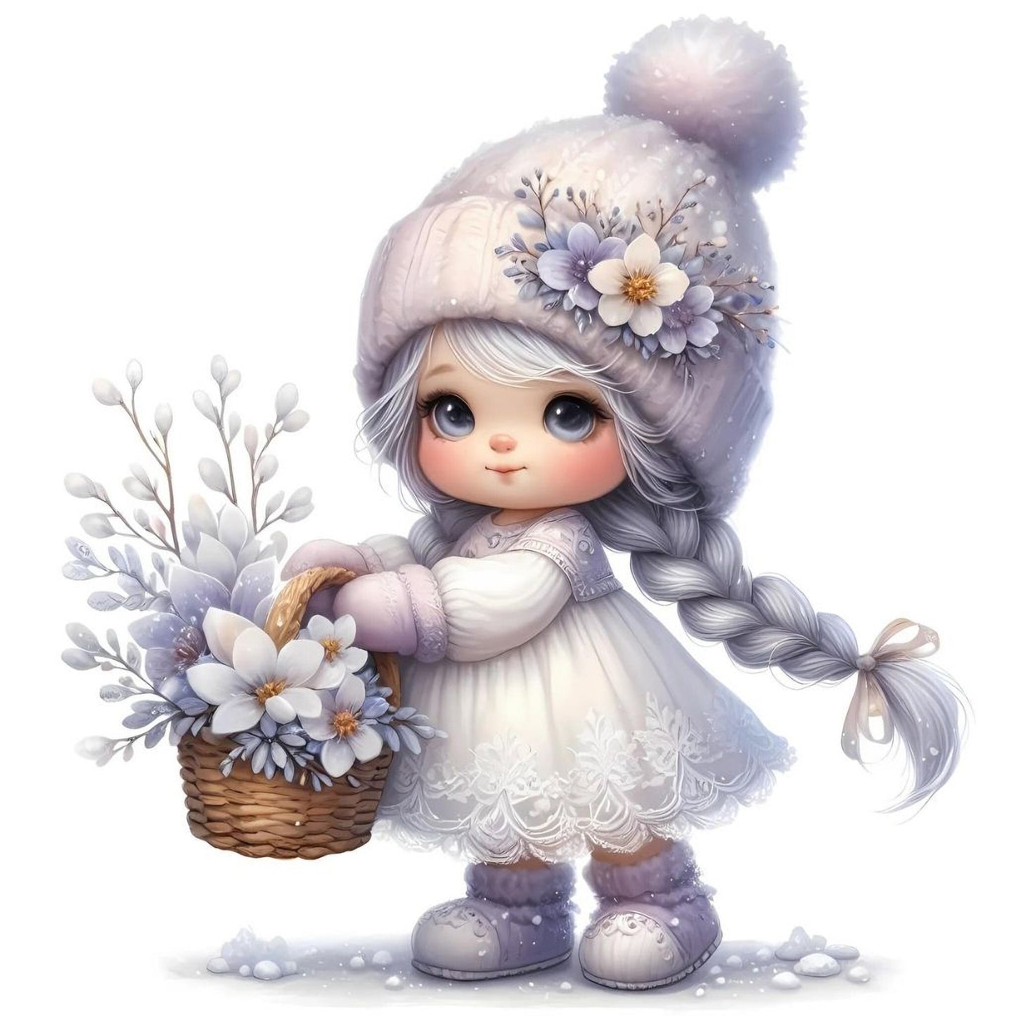 Gnom, Mädchen, Eis, Winter, Schnee, Flieder #3