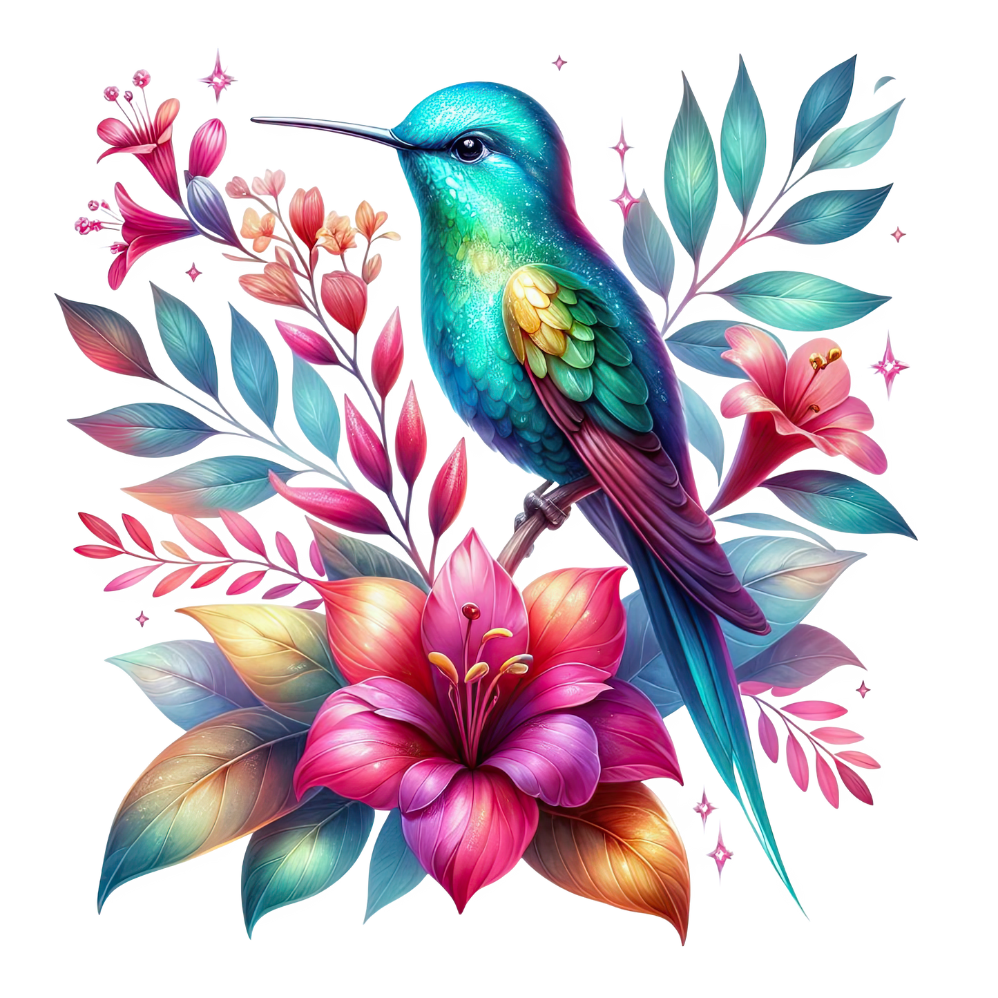 Kolibri mit Hibiskusblüte #14