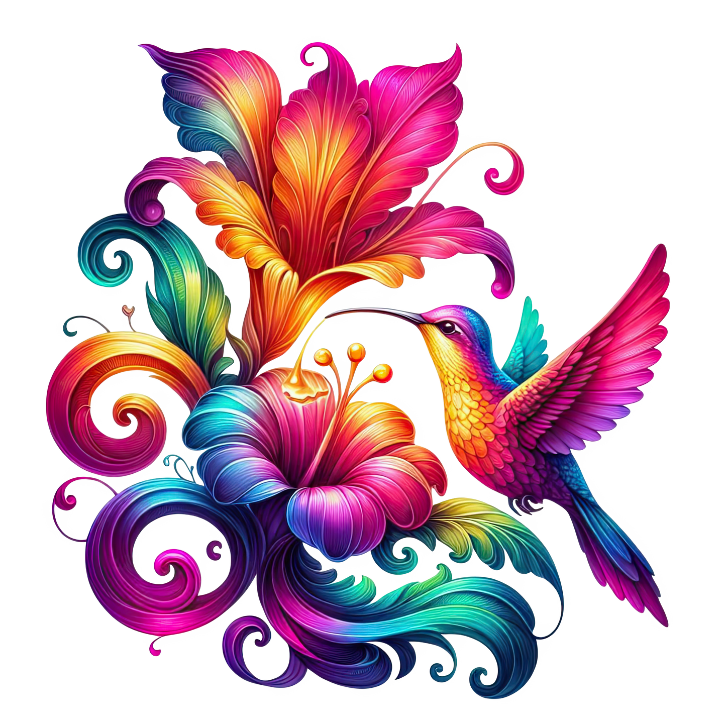 Kolibri mit Hibiskusblüte #16