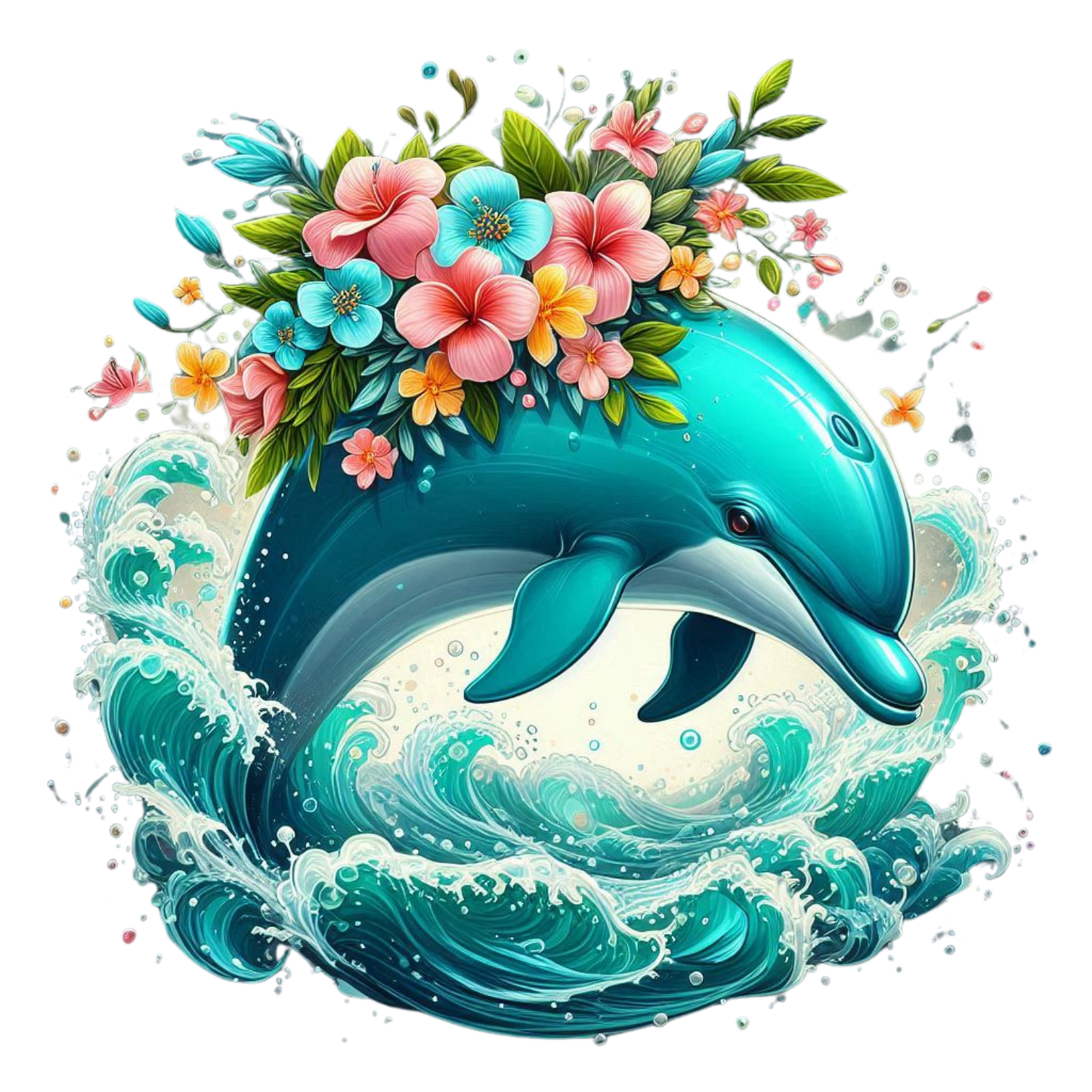Delphin mit Blumen #2