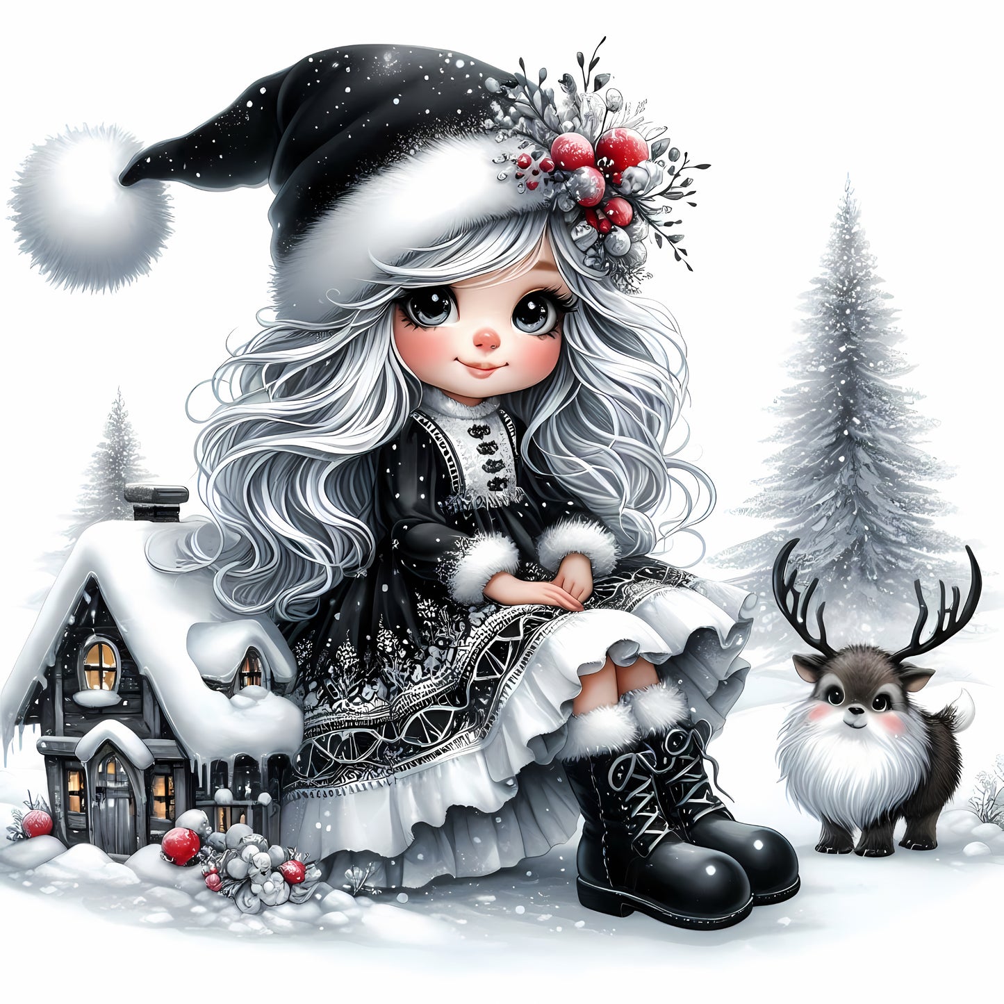 Winter Gnom, Winterwonderland, Rentier, schwarz #8