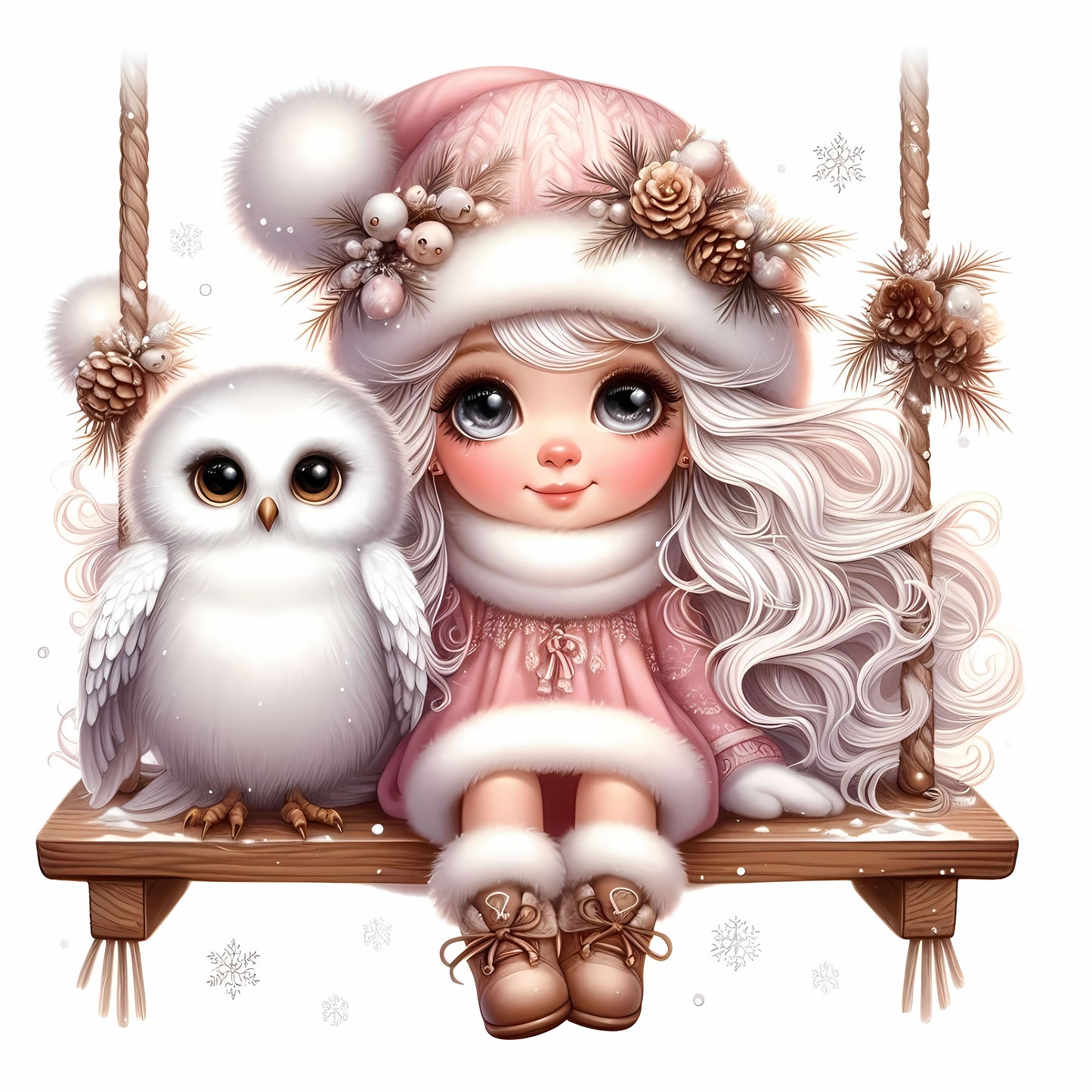 Winter Gnom, Winterwonderland, Eule, rosa #8