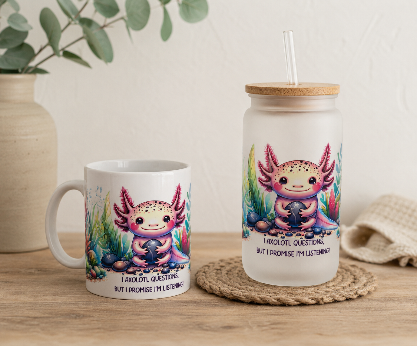 Tassendesign "Axolotl" bunt Rub on, Sublimation