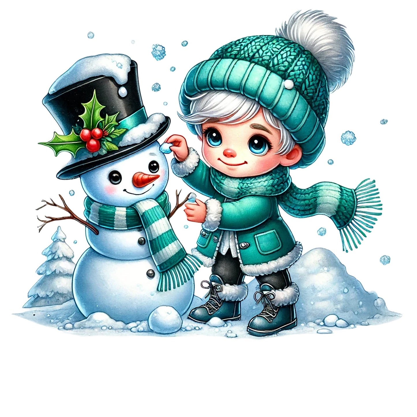 Schneemann türkis; Winter; Weihnachten; Kinder #6