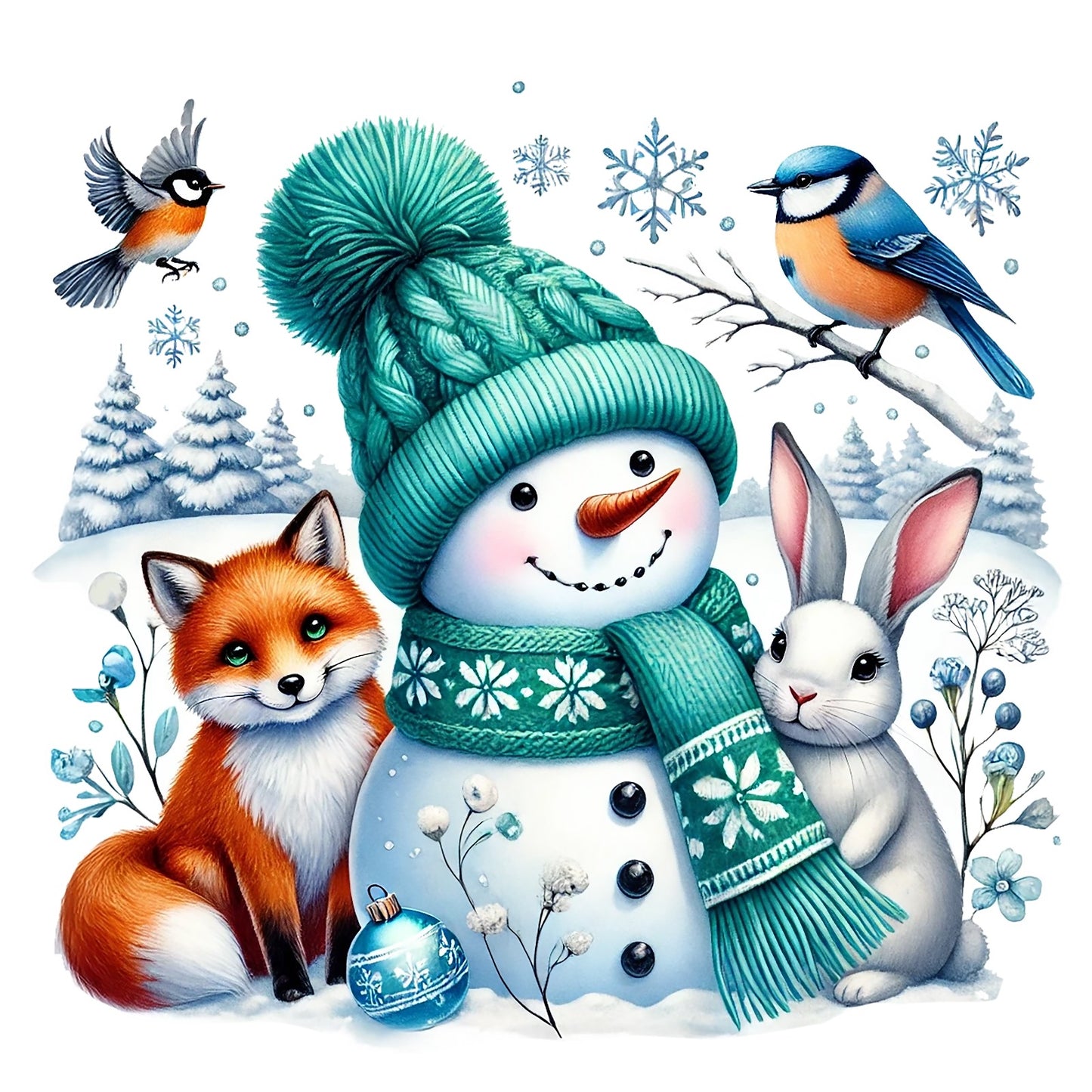 Schneemann türkis; Winter; Weihnachten; Kinder #15