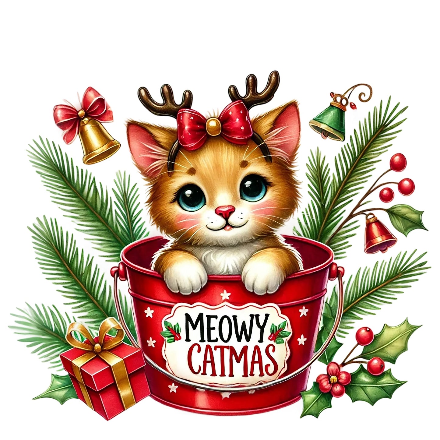 Weihnachtskatzen; Eimer; Weihnachten; Winter #2