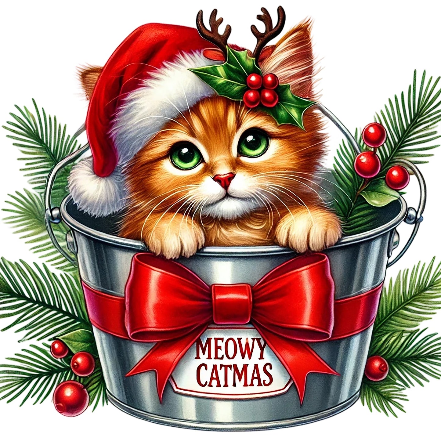Weihnachtskatzen; Eimer; Weihnachten; Winter #7
