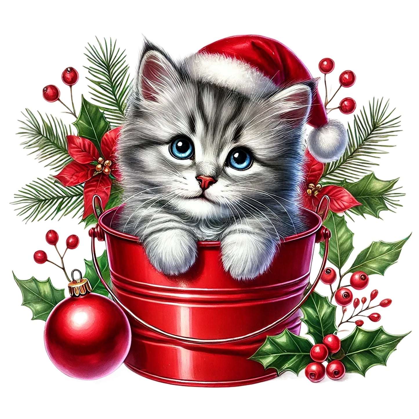 Weihnachtskatzen; Eimer; Weihnachten; Winter #9