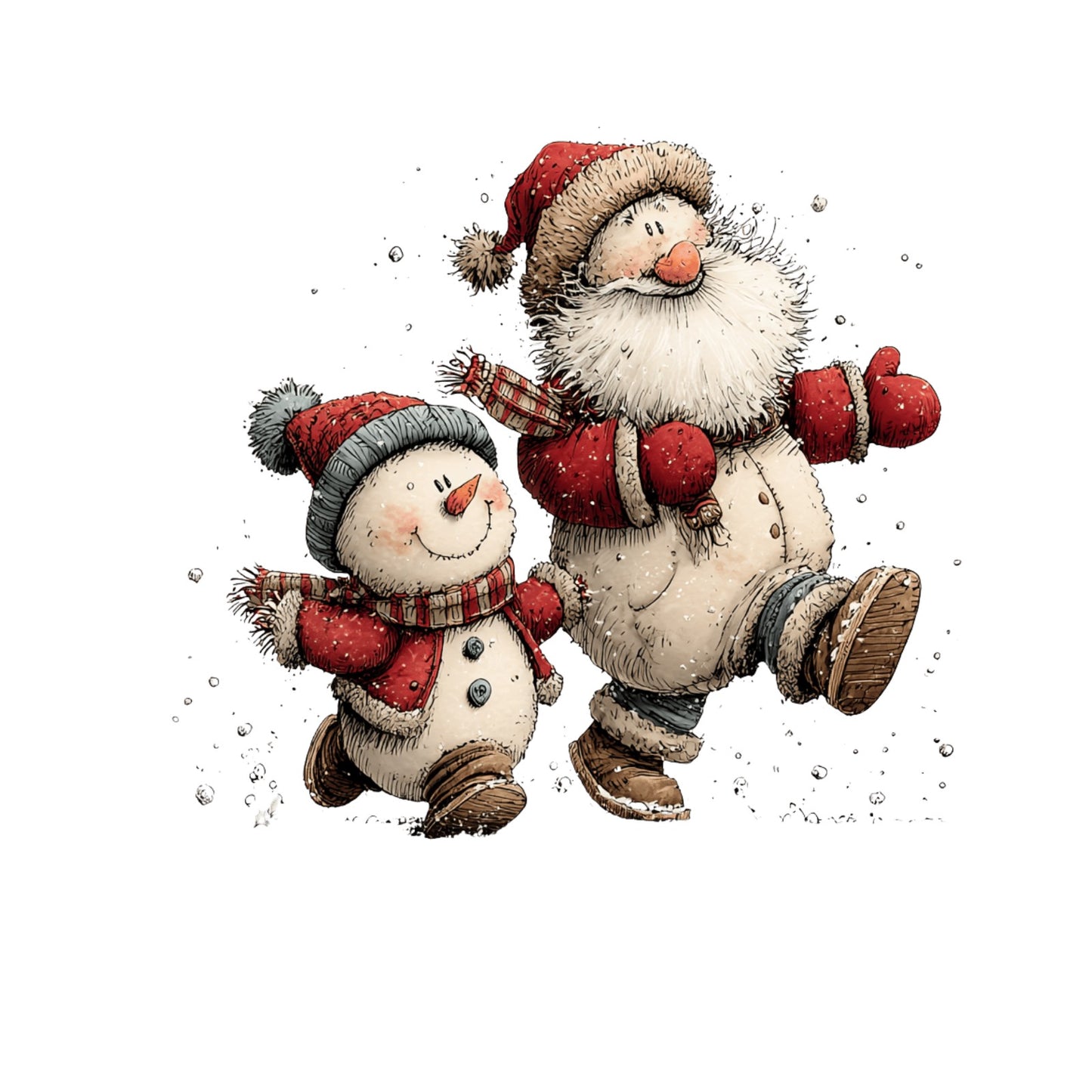 Schneemann, Aquarell, Rentier #8