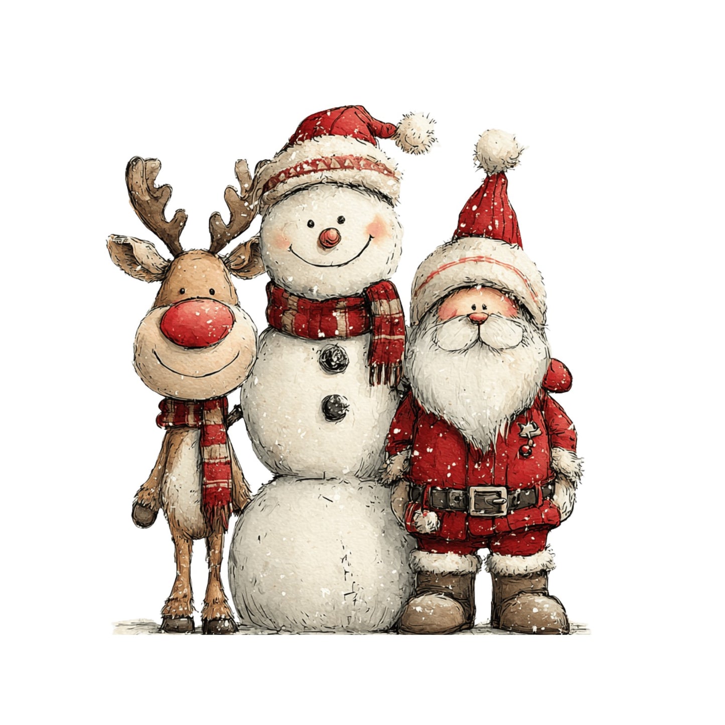 Weihnachtsmann mit Rentier, Aquarell, Weihnachten, Winter, Christmas #7