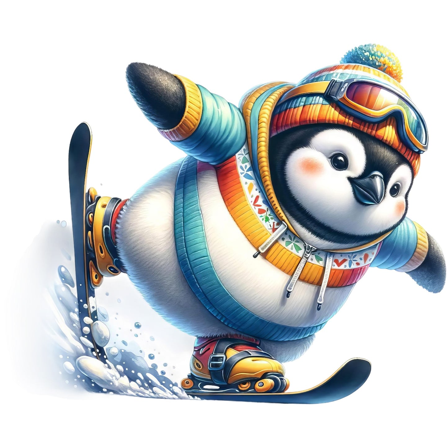 Pinguin cool, Winter, Schnee, Ski #2