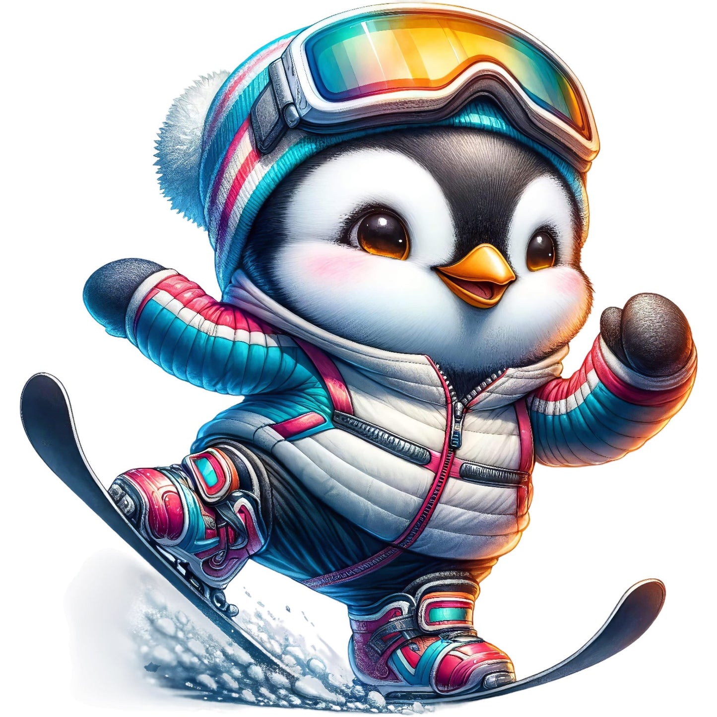 Pinguin cool, Winter, Schnee, Ski #10