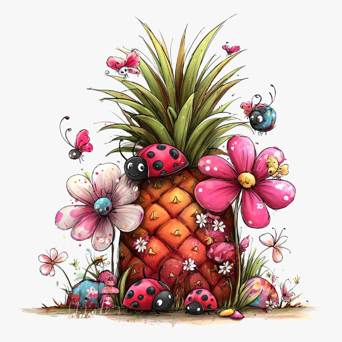 Ananas, Sommer, lustig, pink, sweet, Pineapple #8