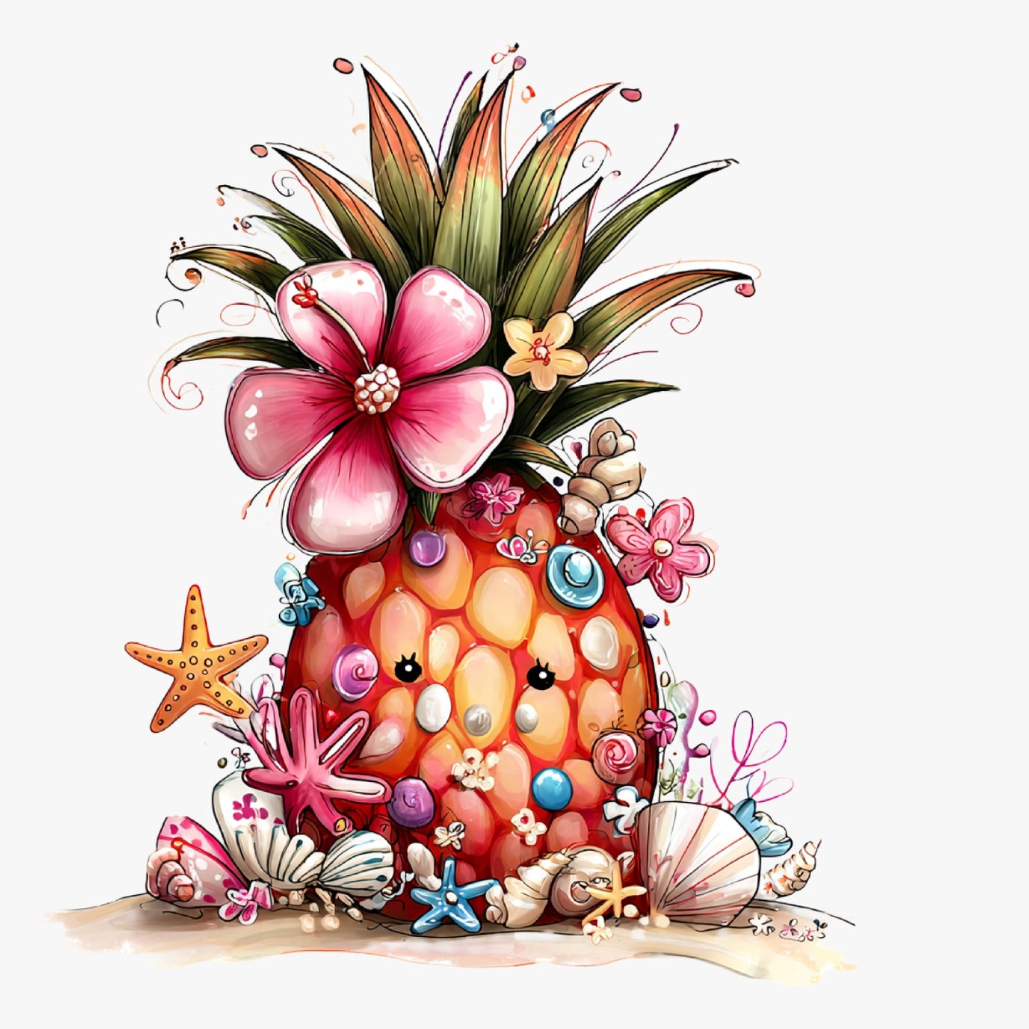 Ananas, Sommer, lustig, pink, sweet, Pineapple #22