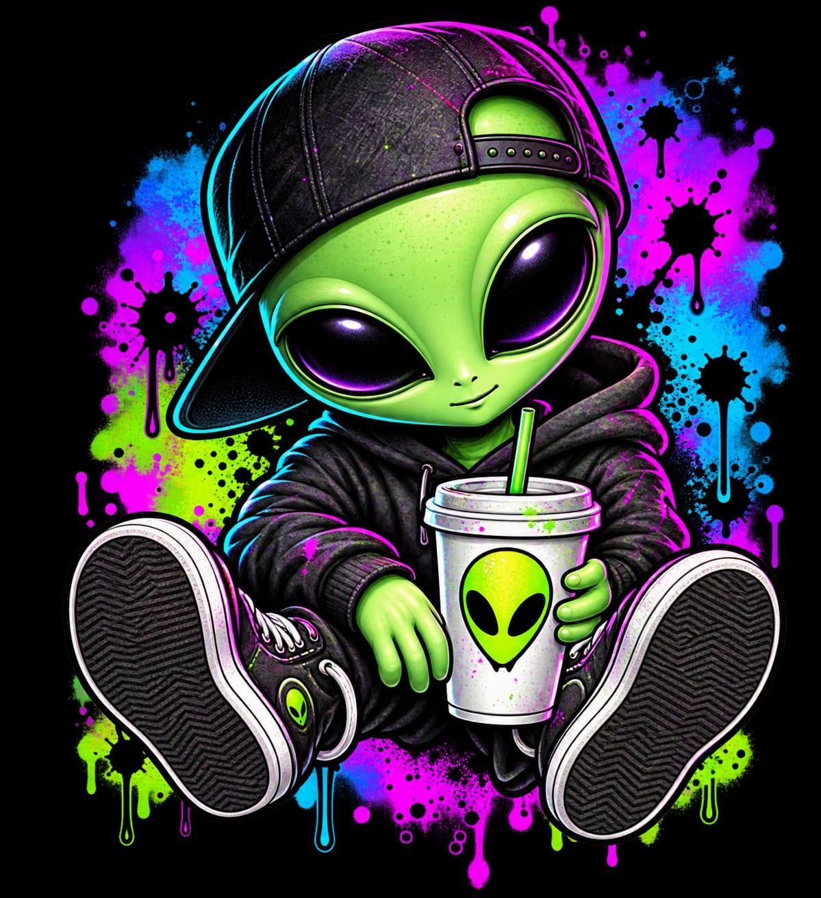 Bügelbilder Alien, cool, bunt, neon, Game # 9