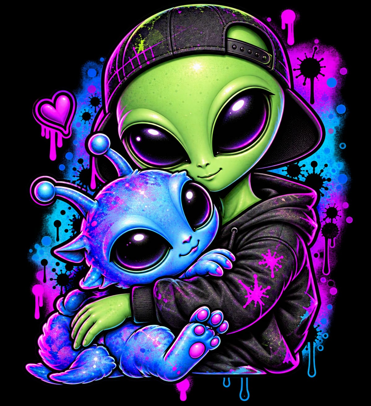 Bügelbilder Alien, cool, bunt, neon, Game # 8