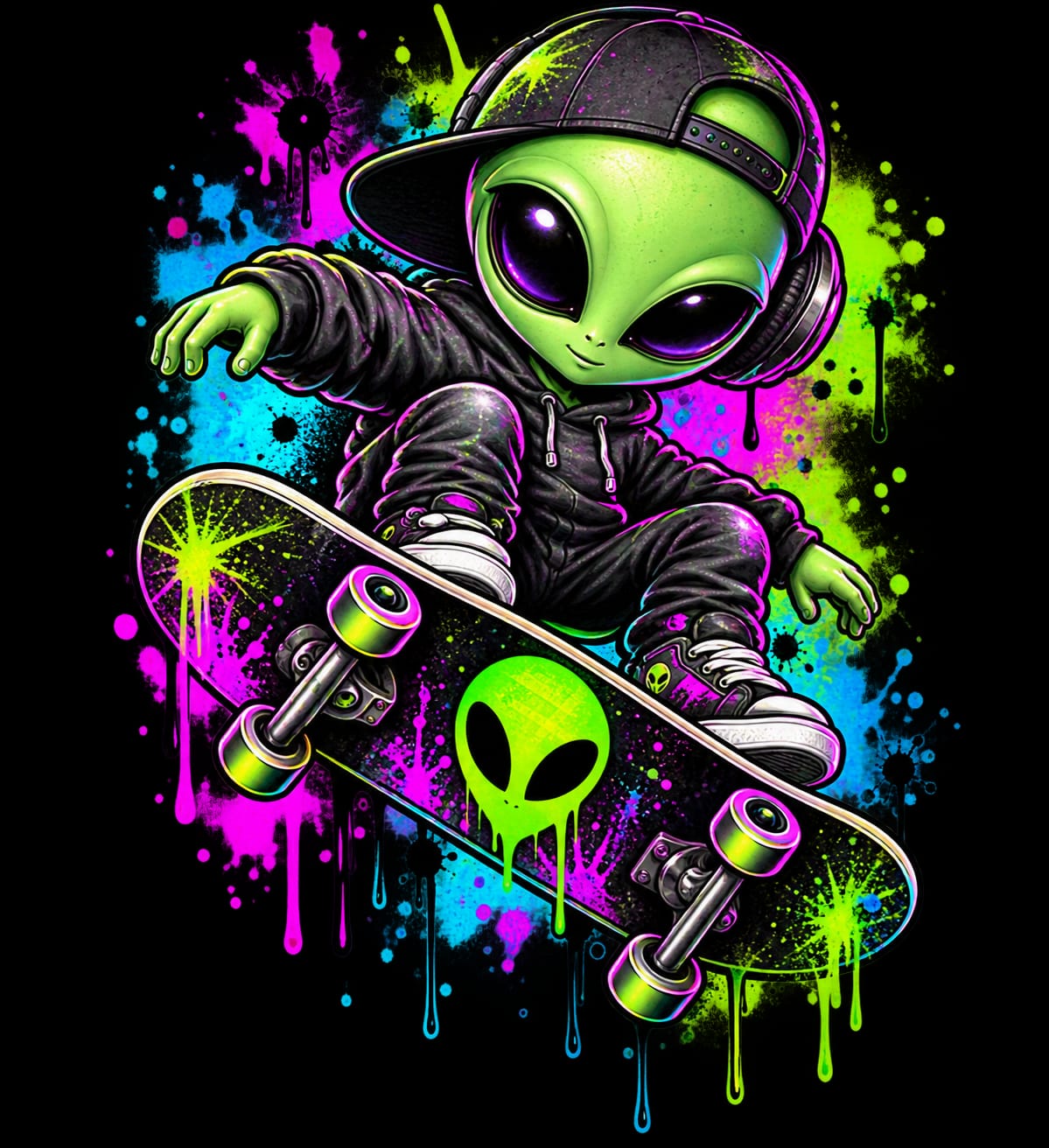 Bügelbilder Alien, cool, bunt, neon, Game # 1