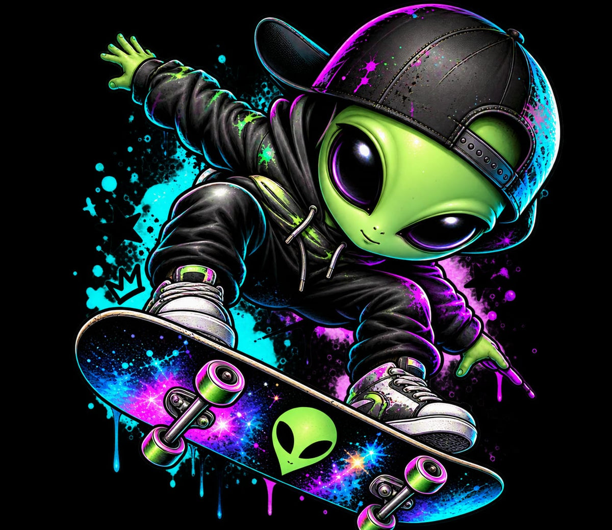 Bügelbilder Alien, cool, bunt, neon, Game #19