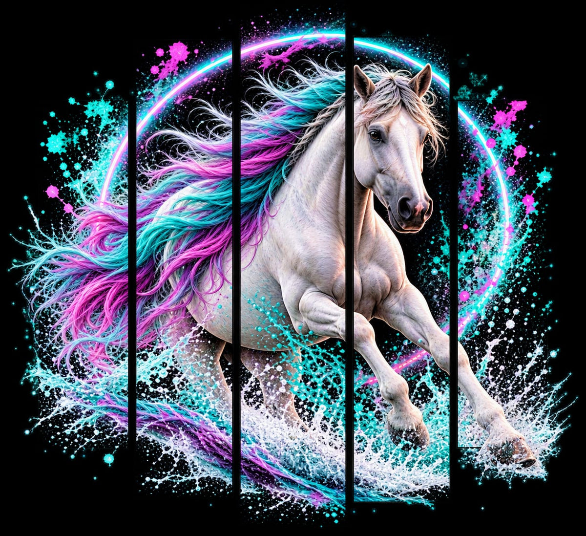 Bügelbild Pferd; Einhorn bunt # 13