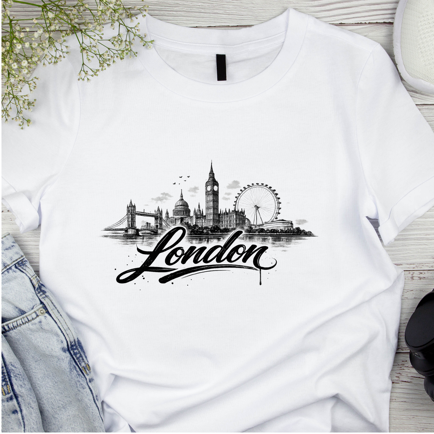 Bügelbild Stadt Silhouette, schwarz weiß, London