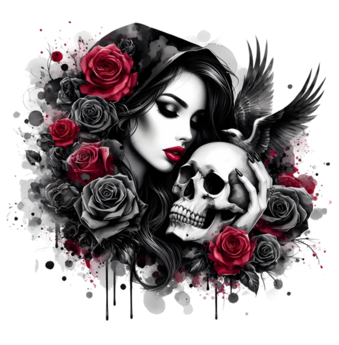 Frau mit Totenkopf #14