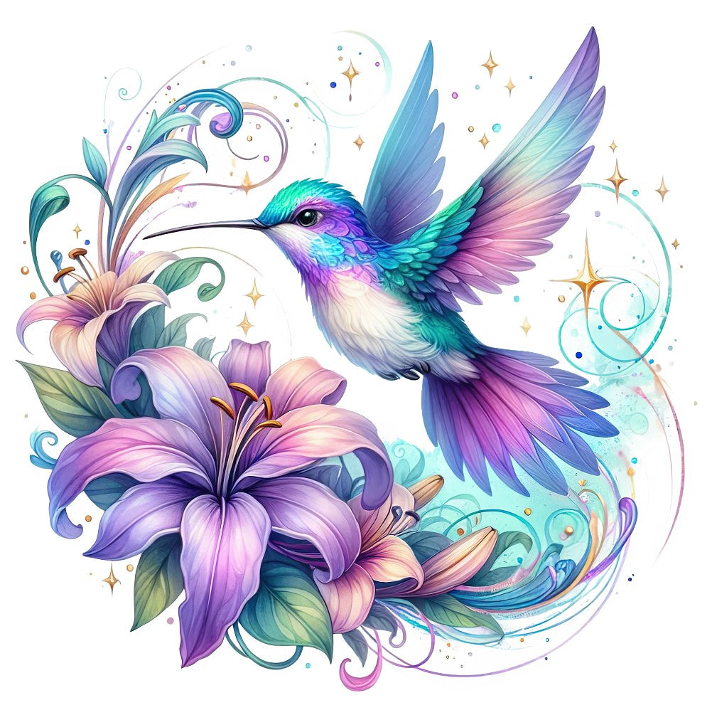 Kolibri mit Lilienblüte #24