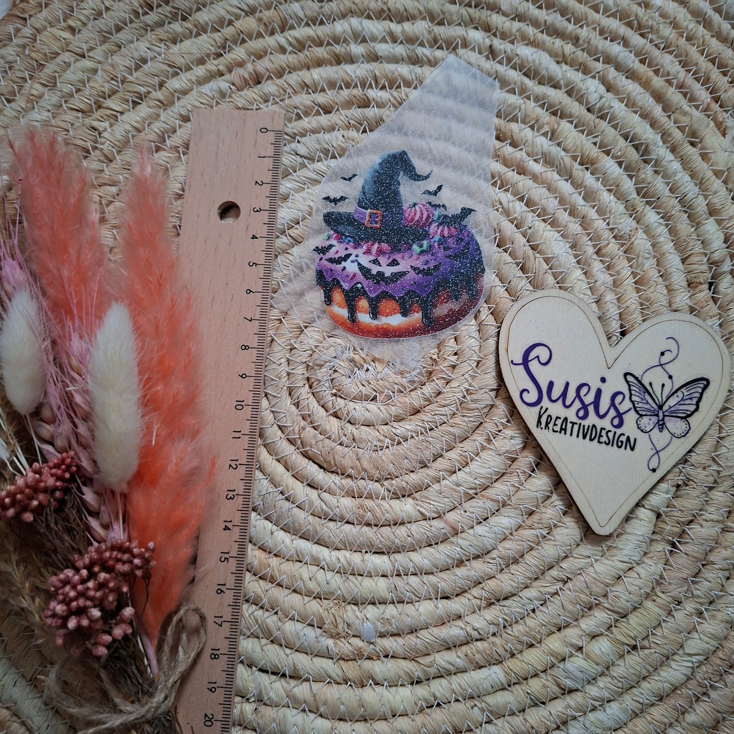 Bügelbild, Glitzer, Donut, Halloween