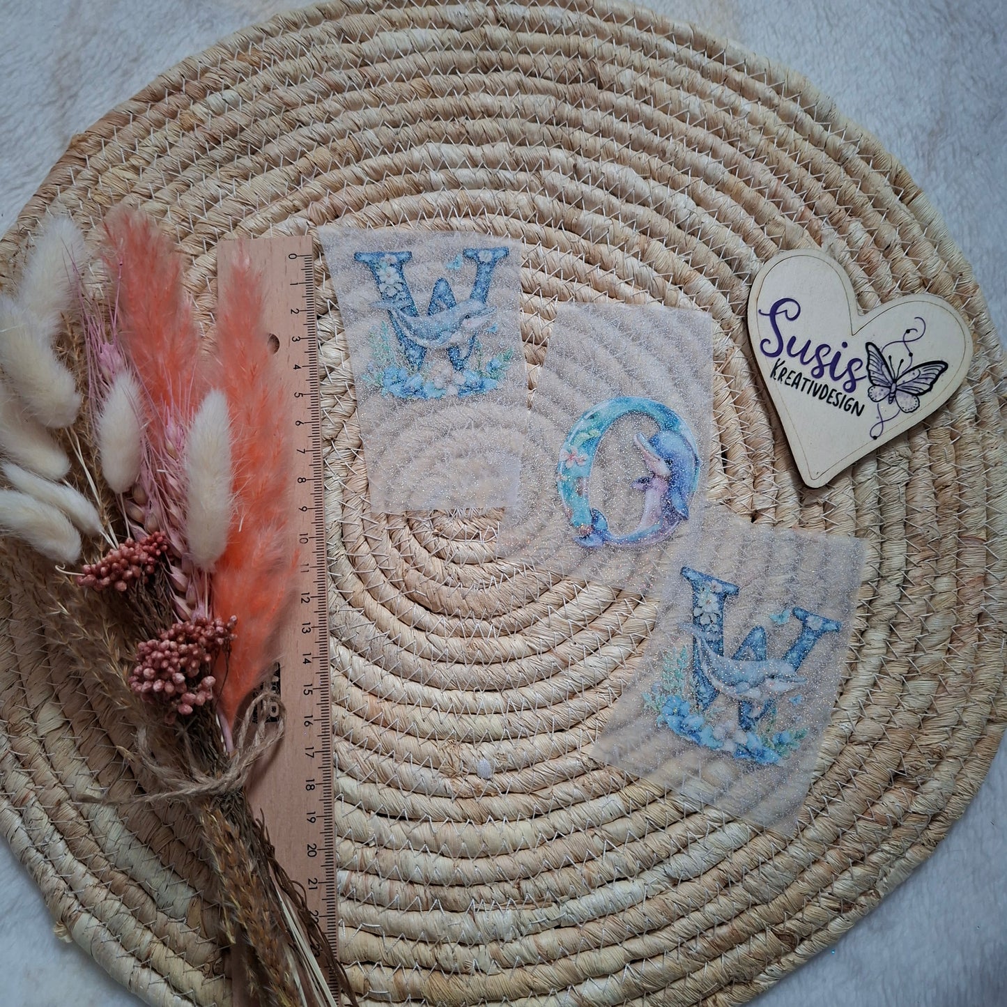 Bügelbild, Glitzer, WOW, Delphin