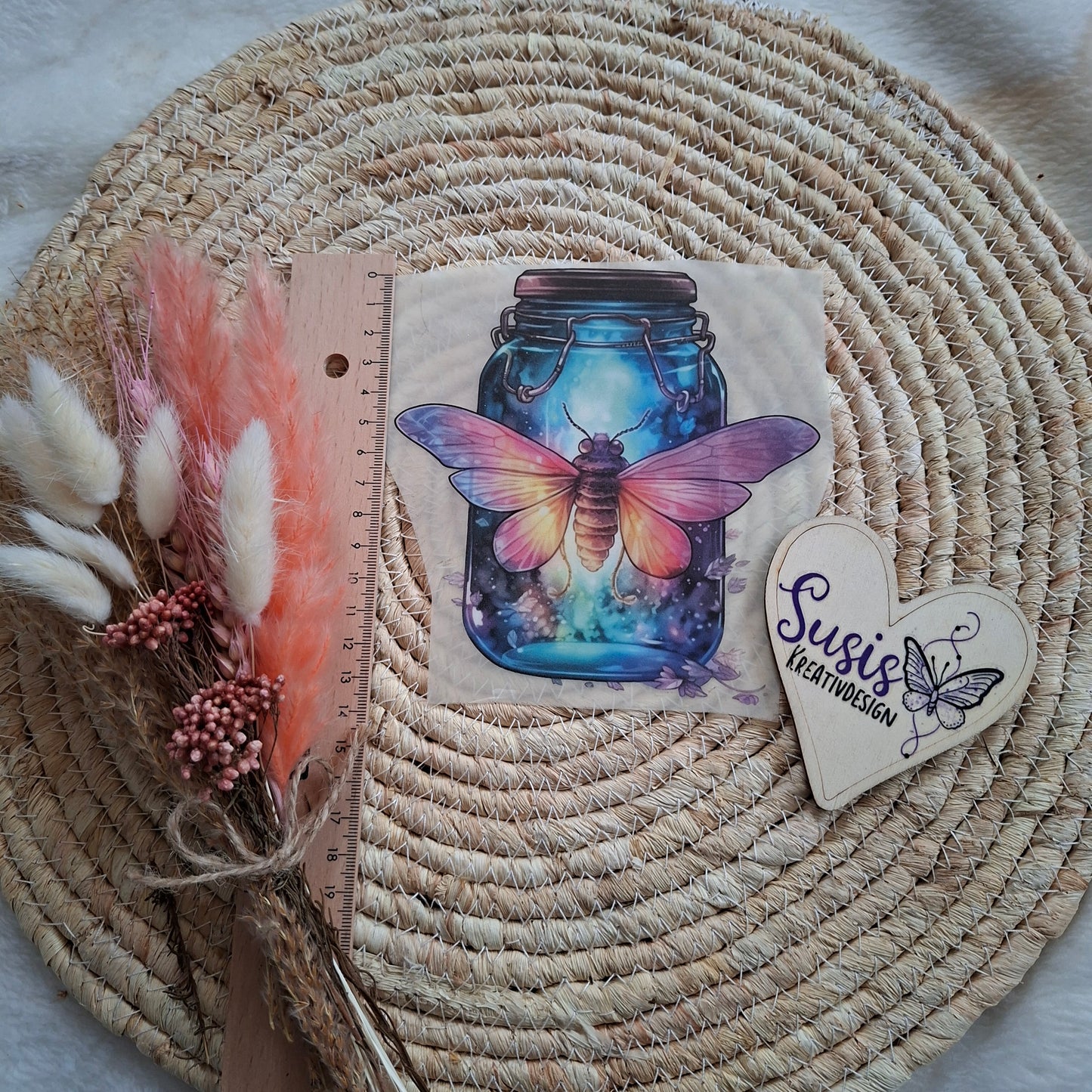 Bügelbild, Schmetterlingim Glas, GlowInTheDark