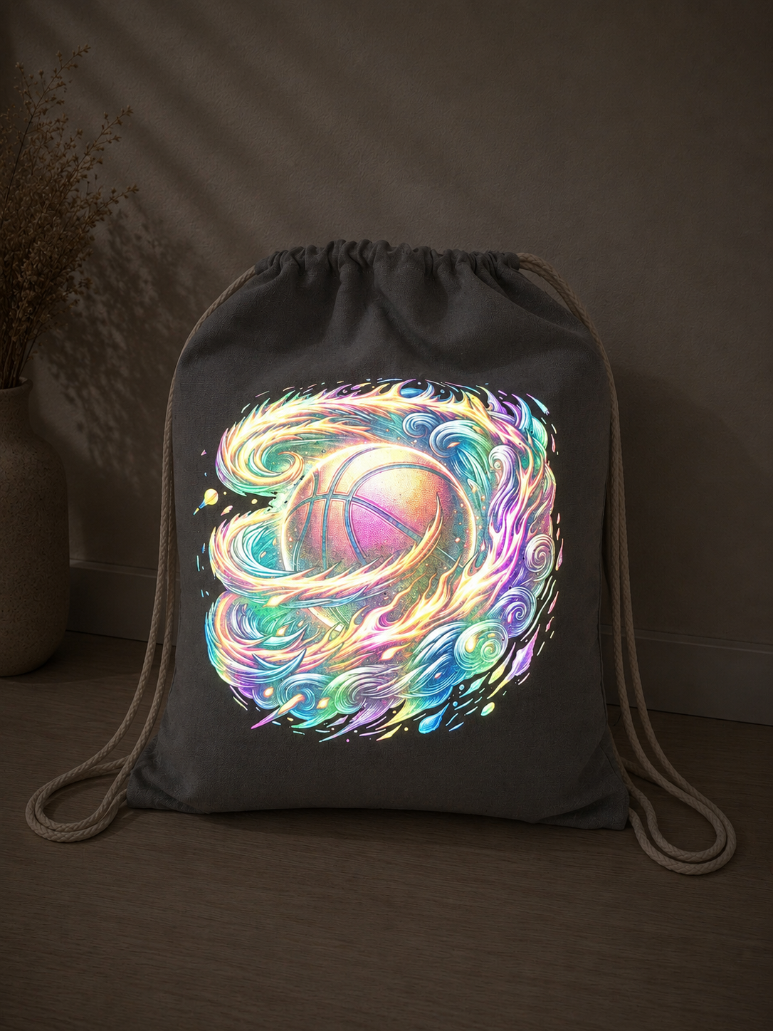 Turnbeutel Basketball, Sport, bunt reflektierend