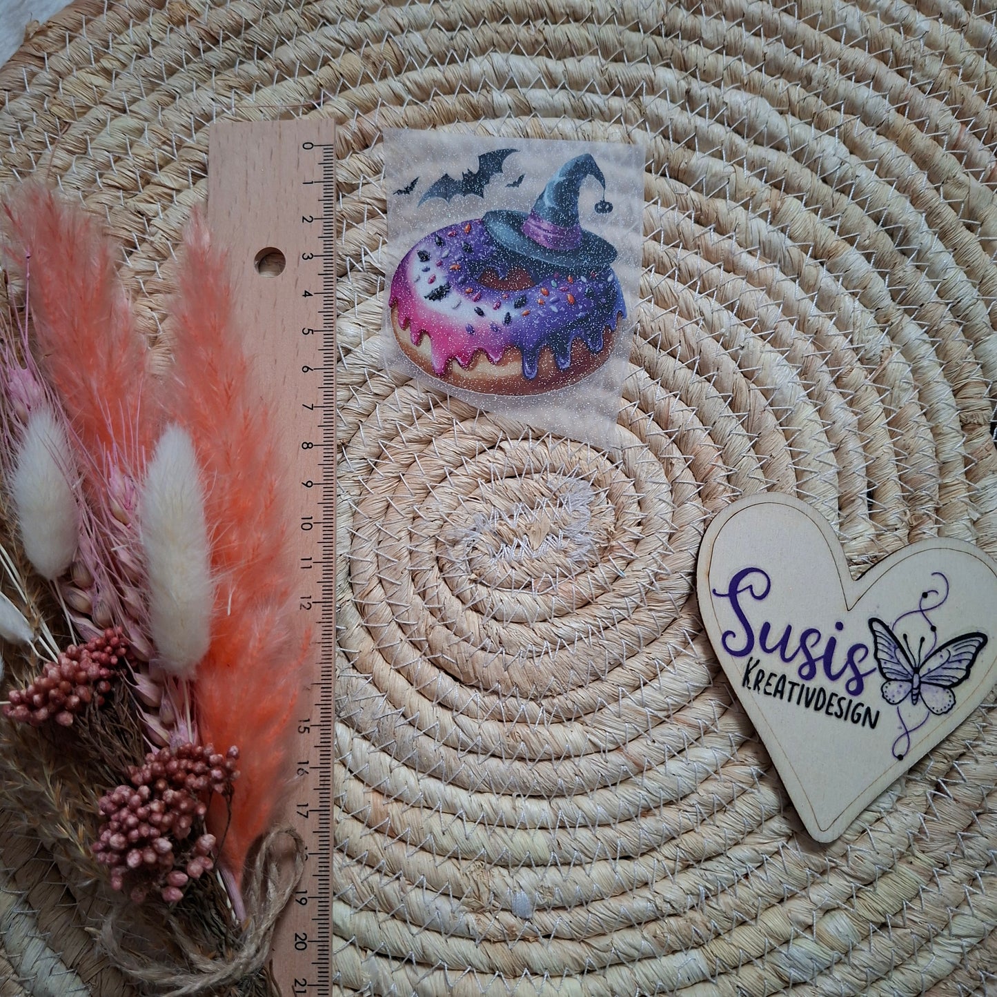 Bügelbild, Glitzer, Donut, Halloween