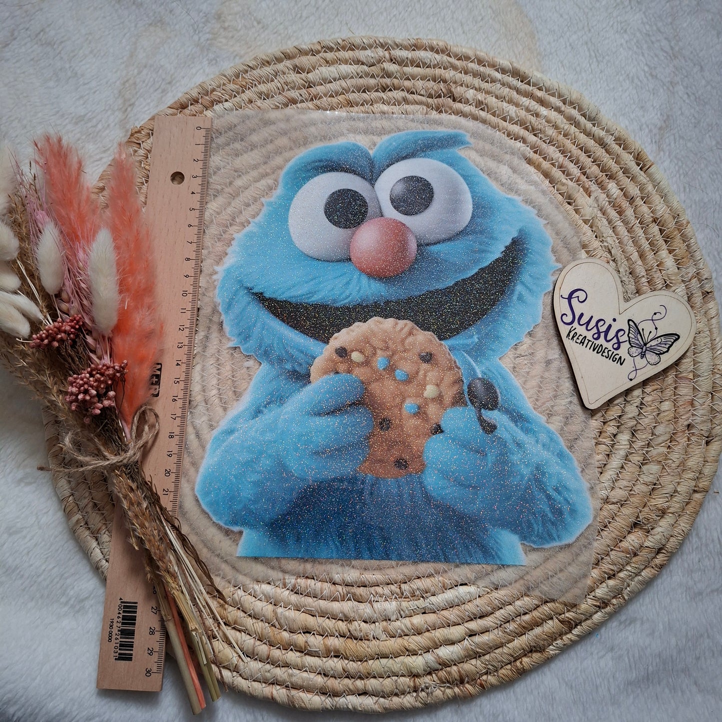 Bügelbild, Glitzer, Krümelmonster