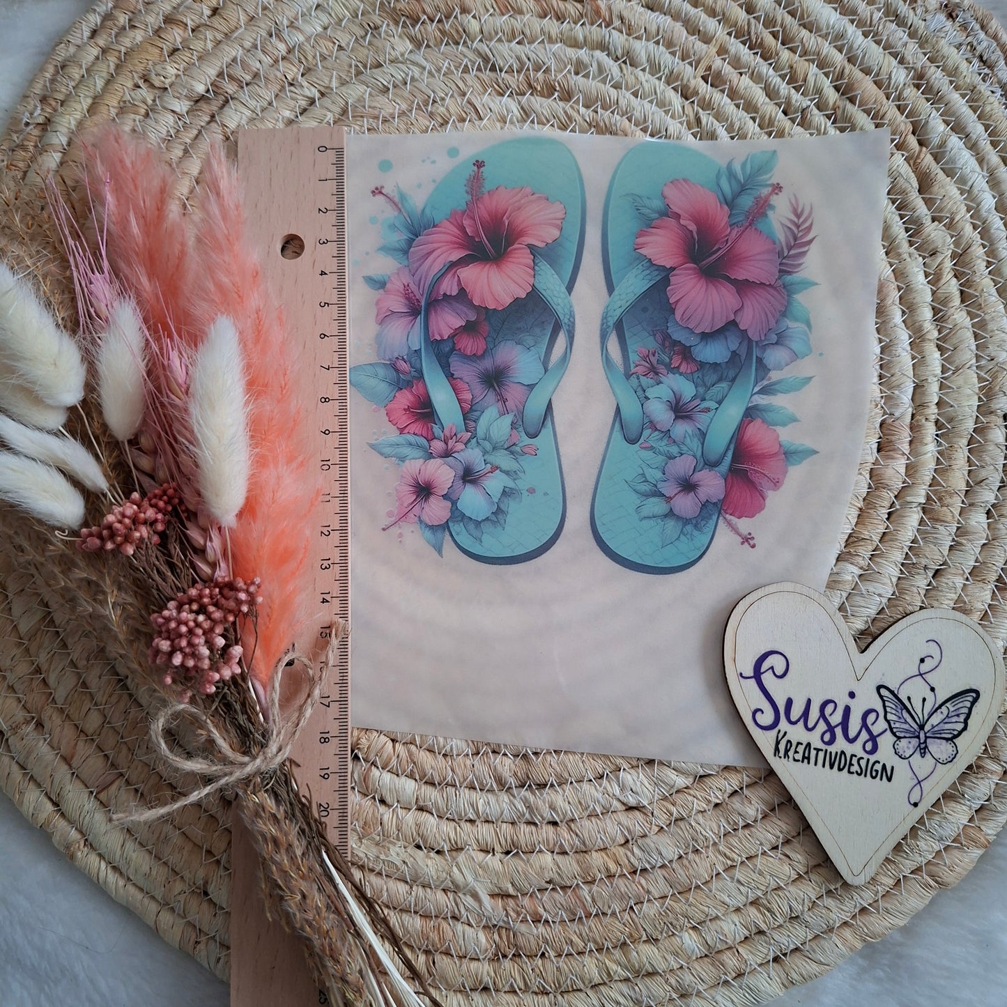 Bügelbild, Flip Flops, reflektierend