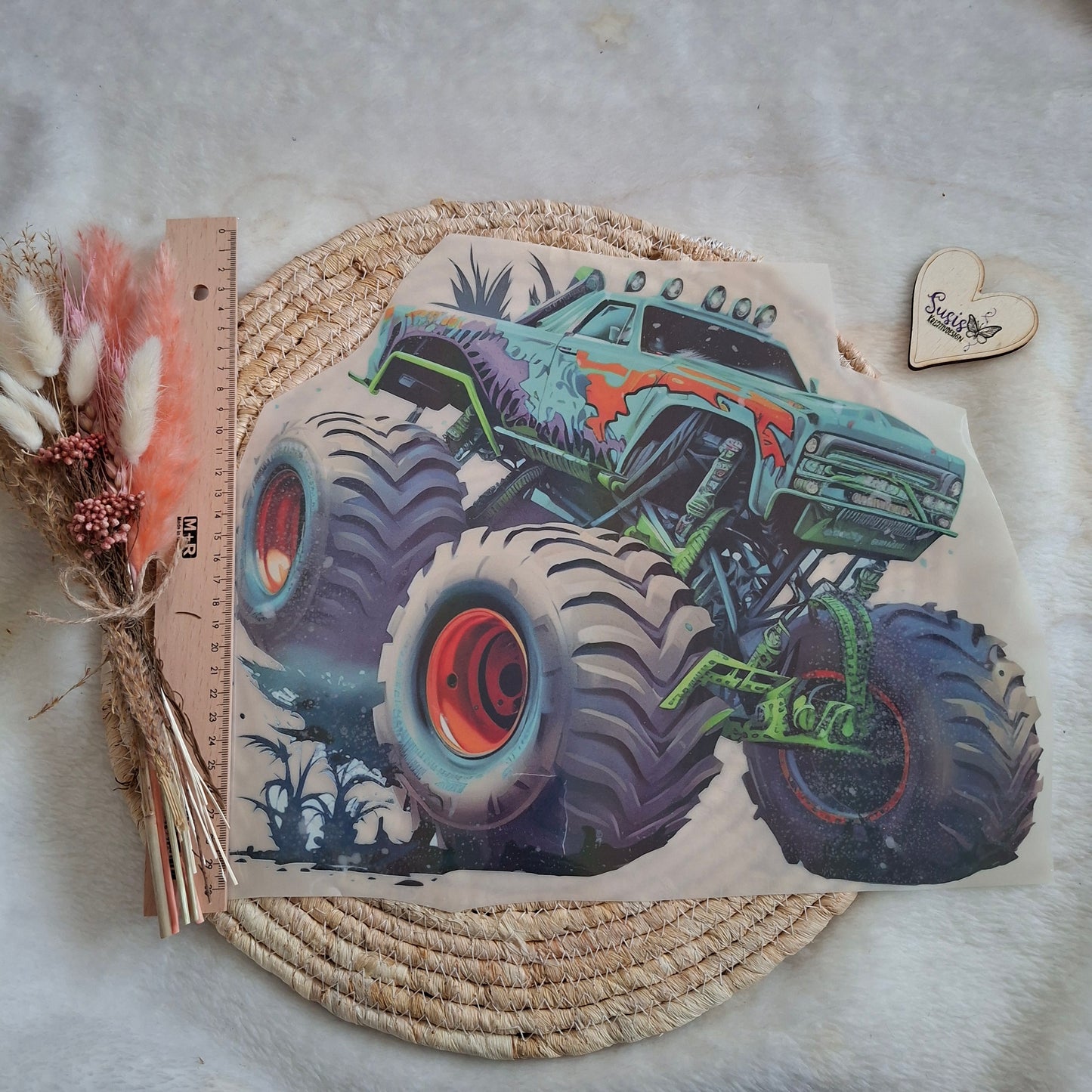 Bügelbild, Monstertruck, reflektierend