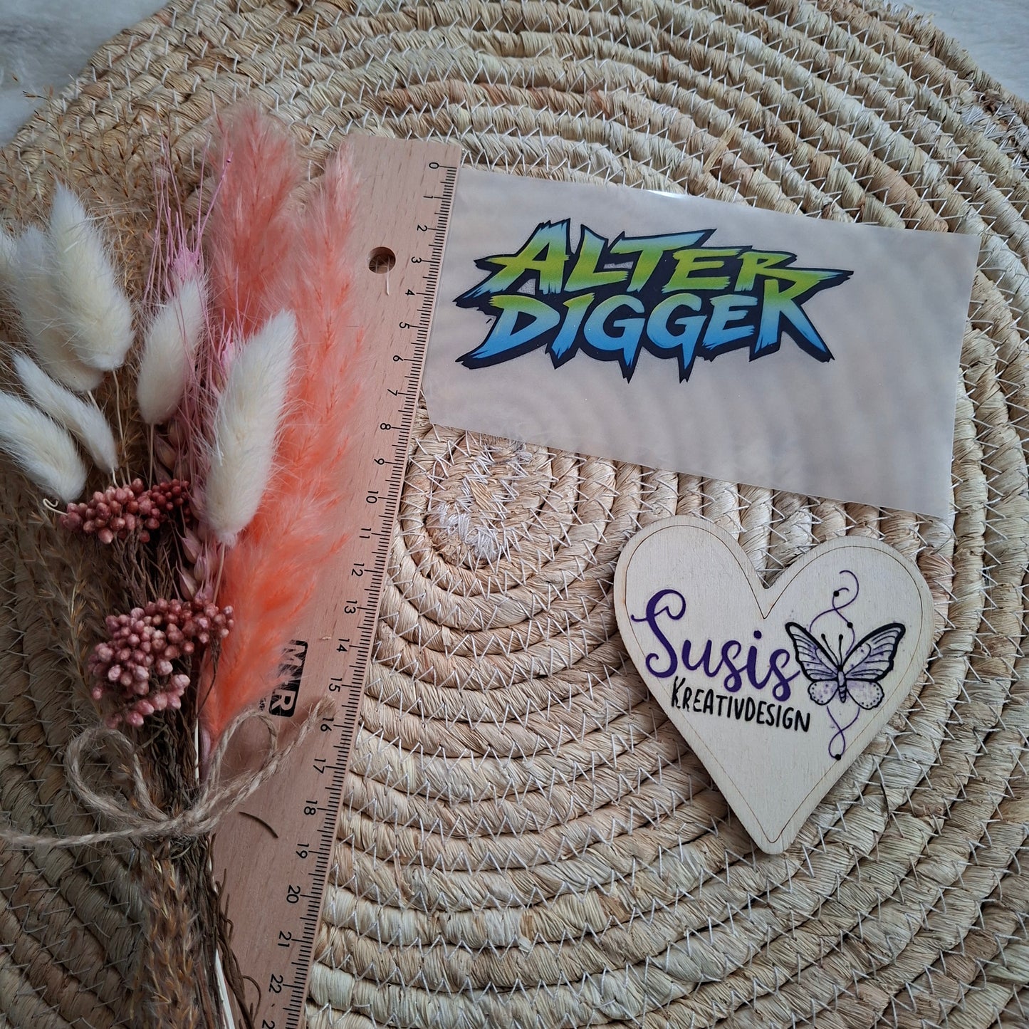 Bügelbild, Alter Digger, grün blau reflektierend