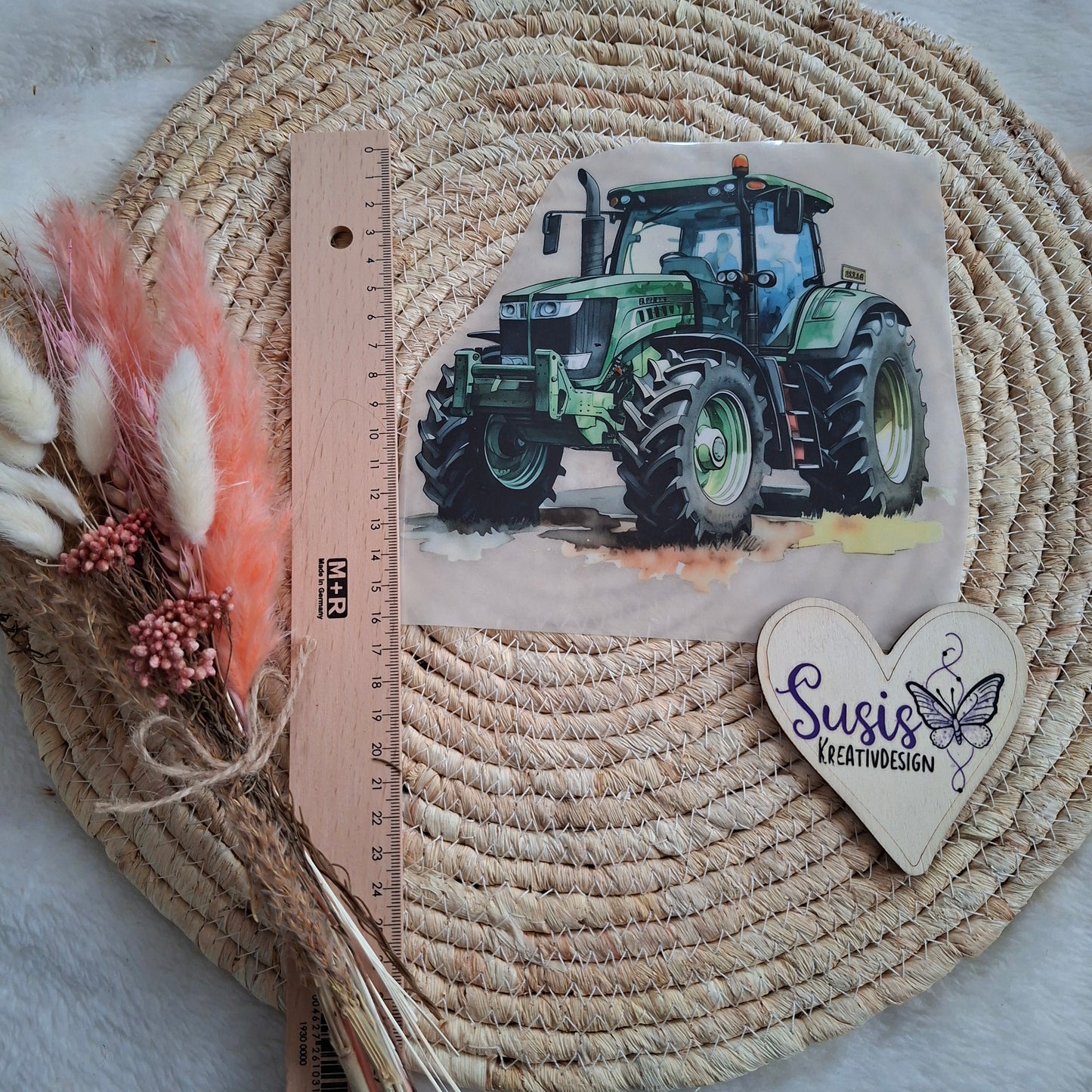 Bügelbild, Traktor, reflektierend