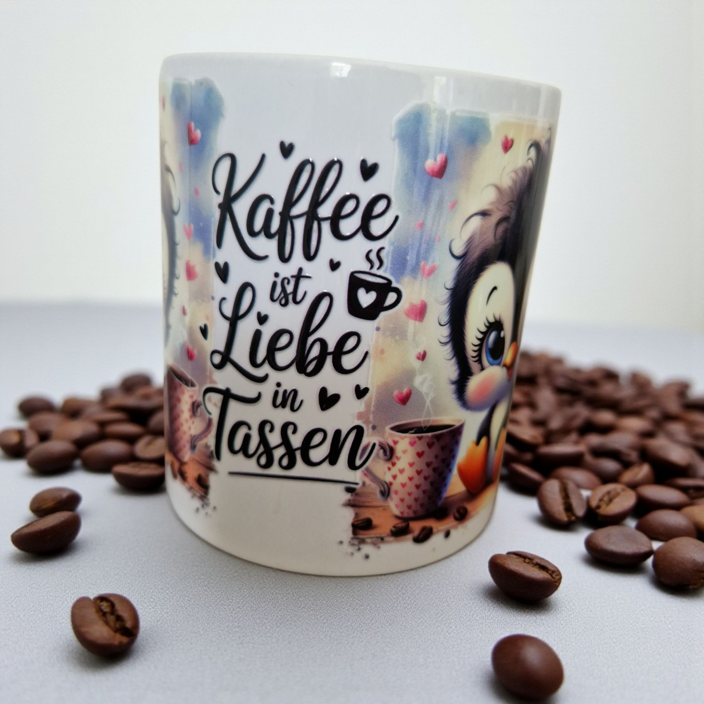 Tassendesign Pinguin "Kaffee ist Liebe in Tasse"